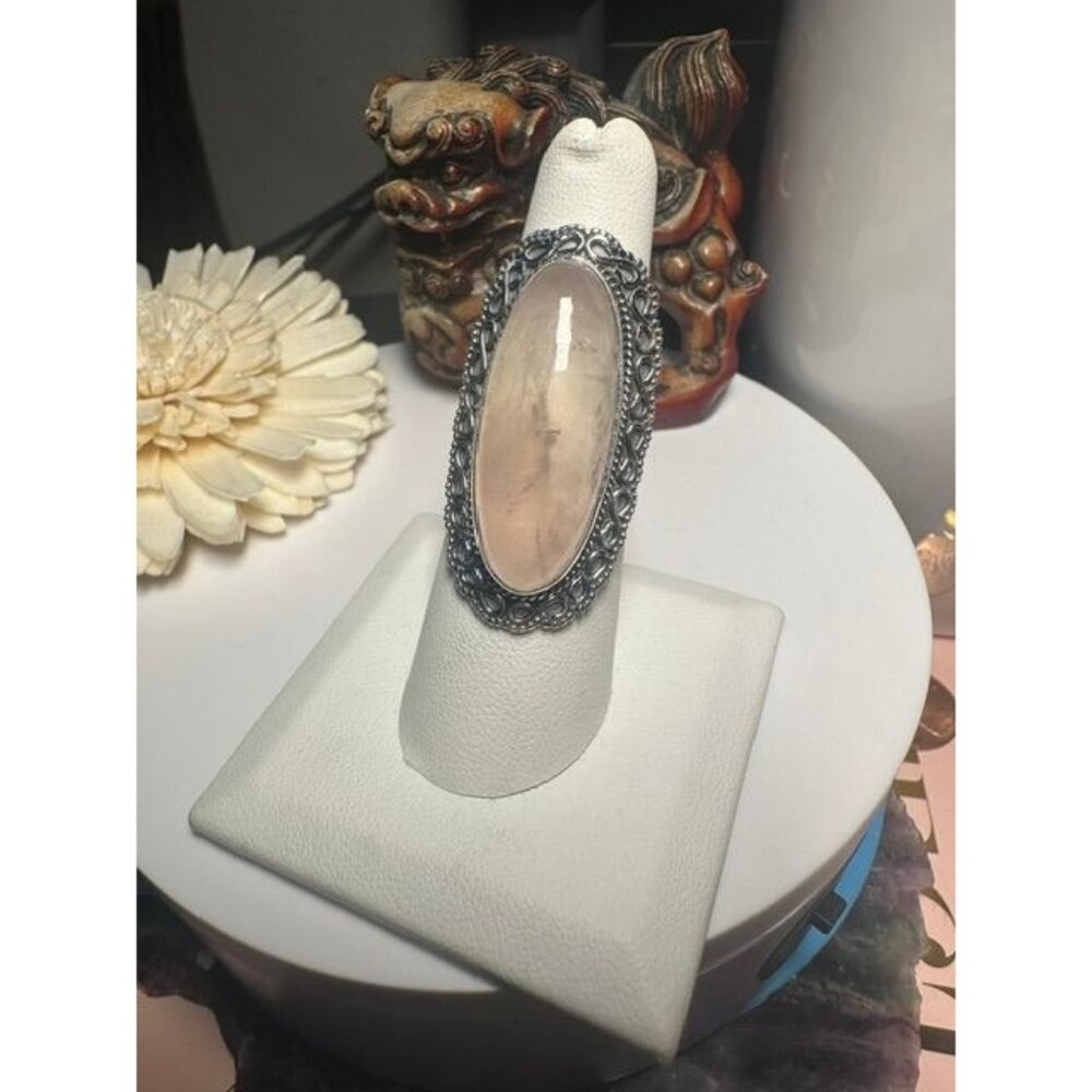 Sterling Silver Rose Quartz Chuncky Ring